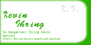 kevin ihring business card